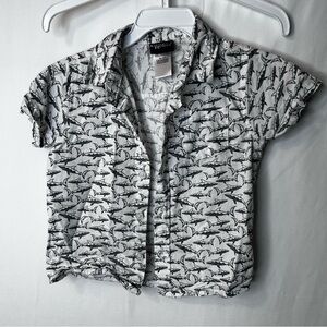 008 Boy Toddlers Kids Shark Print Button Down Shirt Size 3T